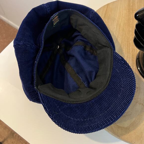 Vintage 1970s Blue 100% Cotton Corduroy Newsboy Slouchy Zipper Hat One Size - Picture 5 of 12